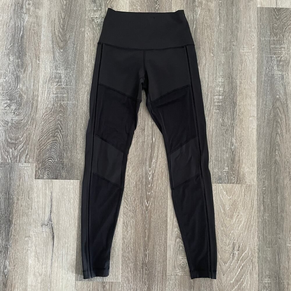 Lululemon Black Mesh Full Length Leggings - Size: 4